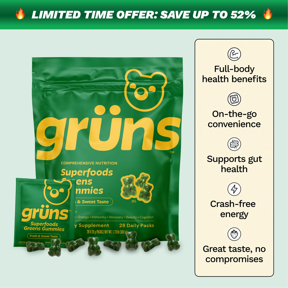 Adult Greens Gummies & Daily Multivitamin, Prebiotic Fiber