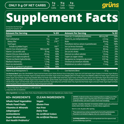 Adult Greens Gummies & Daily Multivitamin, Prebiotic Fiber