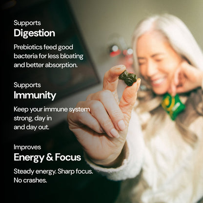 Adult Greens Gummies & Daily Multivitamin, Prebiotic Fiber